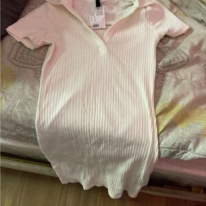 H&M White Ribbed Dress